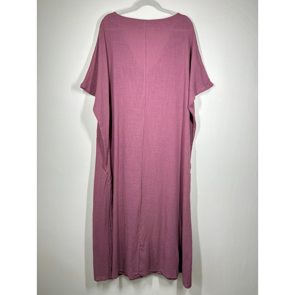 Bonne Journee Kaftan Maxi Dress 3 Pink Textured V-Neck Oversized Baggy Boho - Picture 2 of 9